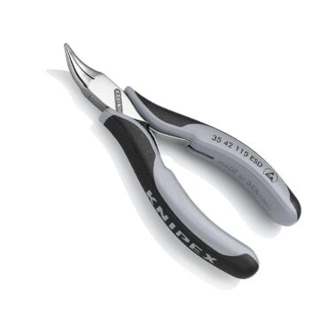 KNIPEX Elektronik-Greifzange ESD 115mm flach-runde Backen, gebogen