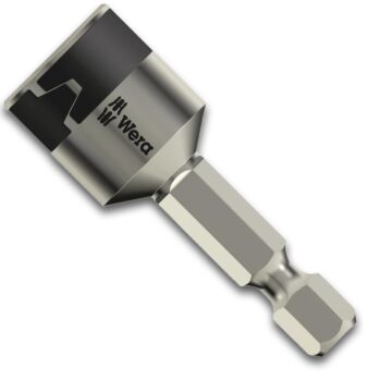 WERA Sechskant-Steckschlüsseleinsatz, Antrieb 1/4" SW3/8" x 50 mm, aus Edelstahl, mit Haltefeder