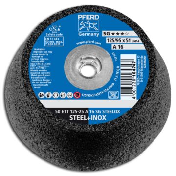 PFERD SCHLEIFTOPF 50ETT Ø125MM 25A16SG STEELOX, PFERD TOOLS