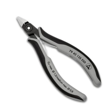KNIPEX Präzisions-Elektronik-Seitenschneider ESD 125mm ohne Facette, spitzer Kopf Nr. 79 42 125