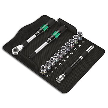 WERA Steckschlüssel-Garnitur 1/2" 13-teilig, ZYKLOP Hybrid Zyklop Hybrid-Knarre, metrisch, 10 Nüsse