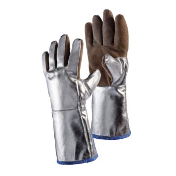 JUTEC 5-Finger Hitzeschutz-HS Schweisser Gr. 10 aus Sebatan⌐-Leder und Preox-Aramid, Aluminisiert