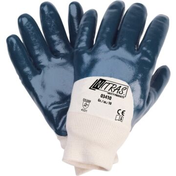 NITRAS Nitrilhandschuh blau Bund teilbeschichtet (Arbeitshandschuh) 