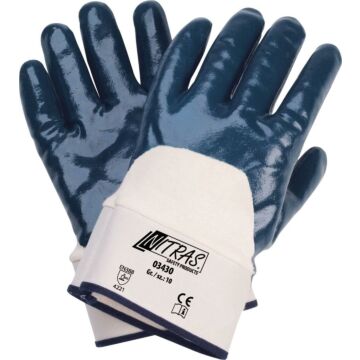 NITRAS Nitrilhandschuh blau Stulpe teilbeschichtet (Arbeitshandschuh) 