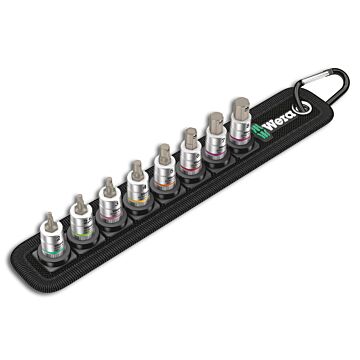 WERA Schraubendreher-Einsatz-Garntiur 1/4" 8-teilig, Hex, mit Haltefunktion Bit-Nüsse, Haltefunktion