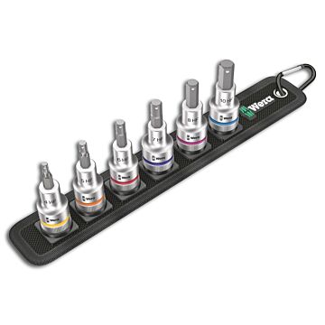 WERA Schraubendrehereinsatz-Garnitur 1/2" 6-teilig, Hex, mit Haltefunktion