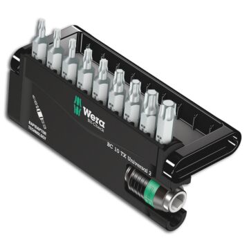 WERA Bit Sortiment Bit-Check-Rapidaptor 9-teilig, zähharte Bits TORX T6-40