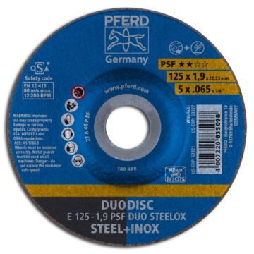 PFERD KOMBISCHLEIFSCHEIBE DUODISK E 125MM A46 -1,9 PSF DUO (STAHL/INOX), PFERD TOOLS