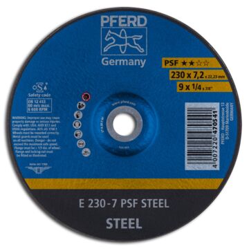 PFERD SCHRUPPSCHEIBE, GEKRÖPFT E 230-7,2MM A30P PSF - (STAHL), PFERD TOOLS