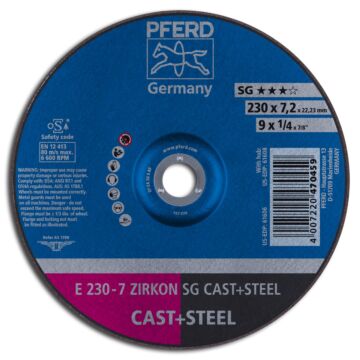PFERD SCHRUPPSCHEIBE E 230-7 ZIRKON SG CAST+STEEL NR. 62223628, PFERD TOOLS