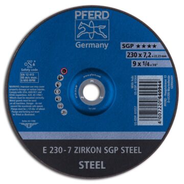 PFERD SCHRUPPSCHEIBE E 230-7 ZIRKON SGP STEEL NR. 62223737, PFERD TOOLS