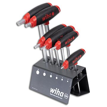 WIHA T-Griff-Schraubendreher- Satz im Werkstattständer 6-teilig, 3-10mm, mit Seitenabtrieb