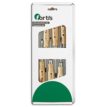 SCHRAUBENDREHERSATZ HOLZHEFT 6-TEILIG SCHLITZ/PZ, FORTIS