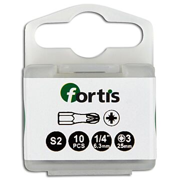 BIT 1/4" FÜR KREUZSCHLITZ-SCHRAUBEN PZ, MIT TORSIONSBEREICH, FORTIS