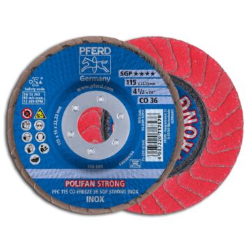 PFERD POLIFAN FÄCHERSCHLEIFSCHEIBE GEWÖLBT PFC 115MM CO 36 SGP-STRONG-FREEZE - (INOX), PFERD TOOLS