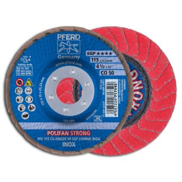 PFERD POLIFAN FÄCHERSCHLEIFSCHEIBE GEWÖLBT PFC 115MM CO 50 SGP-STRONG-FREEZE - (INOX), PFERD TOOLS