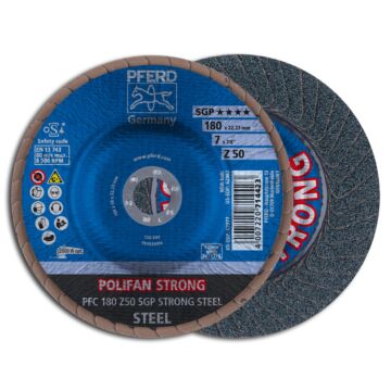 PFERD POLIFAN FÄCHERSCHLEIFSCHEIBE GEWÖLBT PFC 180MM Z 50 SGP-STRONG - (STAHL), PFERD TOOLS