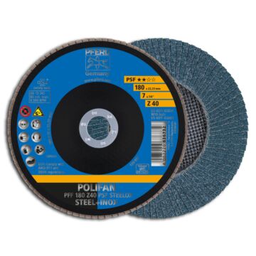 PFERD POLIFAN FÄCHERSCHLEIFSCHEIBE GERADE PFF 180 Z 40 PSF - (STAHL/INOX), PFERD TOOLS