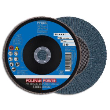PFERD POLIFAN FÄCHERSCHLEIFSCHEIBE GERADE PFF 180MM Z 40 SG - (STAHL/INOX), PFERD TOOLS