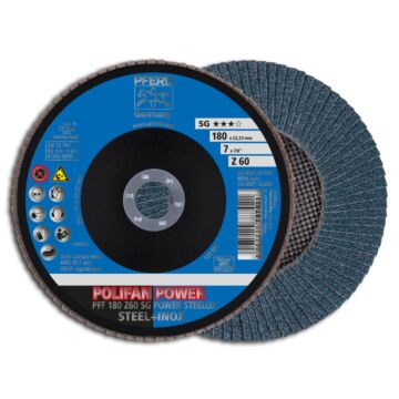 PFERD POLIFAN FÄCHERSCHLEIFSCHEIBE GERADE PFF 180MM Z 60 SG - (STAHL/INOX), PFERD TOOLS