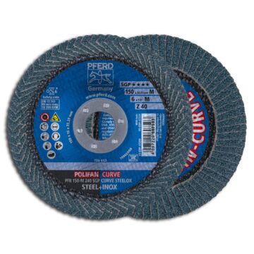 PFERD POLIFAN FÄCHERSCHLEIFSCHEIBE PFR 150-M Z 40 SGP CURVE STEELOX, PFERD TOOLS