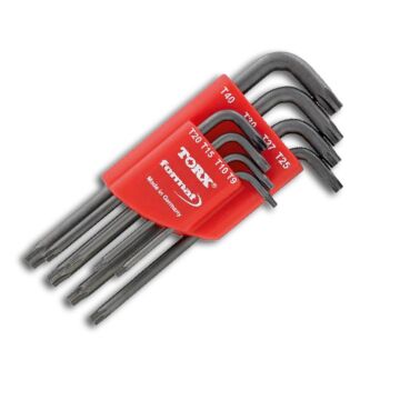 TORX-WINKELSCHRAUBENDREHER-SATZ, 8-TEILIG T9-T40, MIT BOHRUNG, IM KUNSTSTOFF-HALTER, FORMAT