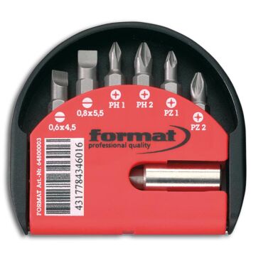 BIT-SORTIMENT IM KLAPPHALTER, ZÄHHARTE BITS 7-TEILIG, SCHLITZ/PH/PZ, MIT MAGNETHALTER (BITSATZ), FORMAT