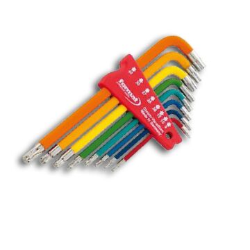TORX-WINKELSCHRAUBENDREHER-SATZ, 8-TEILIG T 9-T40, FARBLICH LACKIERT, IM KUNSTSTOFF-HALTER, FORMAT