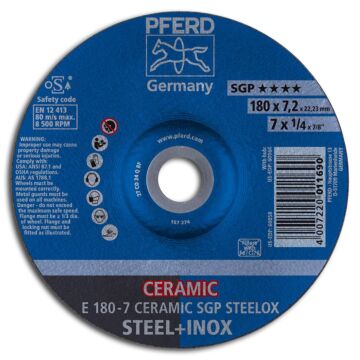 PFERD SCHRUPPSCHEIBE CERAMIC SGP STEELOX FÜR STAHL UND EDELSTAHL, PFERD TOOLS