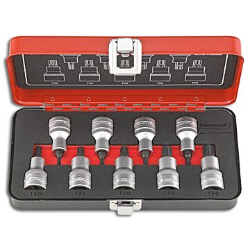 SCHRAUBENDREHER-EINSATZ-GARNITUR 1/2" TORX 9TLG., FORMAT