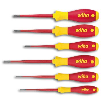 WIHA Schraubendreher Set SoftFinish electric slimFix Schlitz, PH, PZ, PlusMinus, 6 tlg, Nr: 3201K601