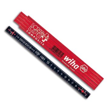 WIHA Gliedermaßstab Kunststoff 2mx14mm, rot/schwarz
