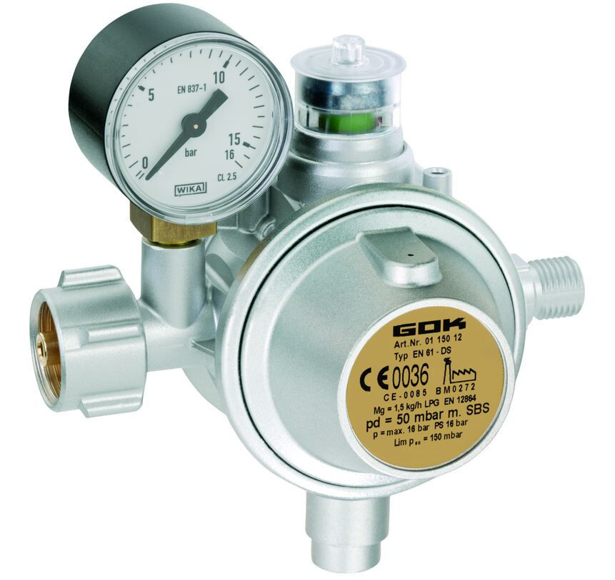 ECD Germany Druckminderer 50 mbar mit Manometer Gasdruckregler Gasbrenner Mitteldruck-Propanschlauch 40 cm Gasdruckschlauch Gasschlauch 